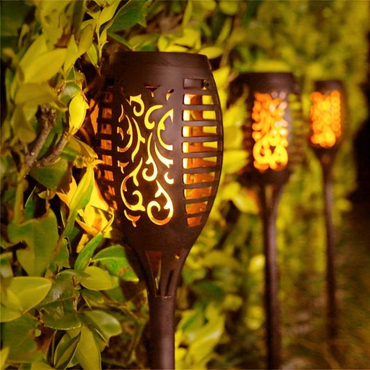 Torche Solaire Extérieure – Éclairage LED Effet Flamme Résistant aux Intempéries pour Jardin et Terrasse