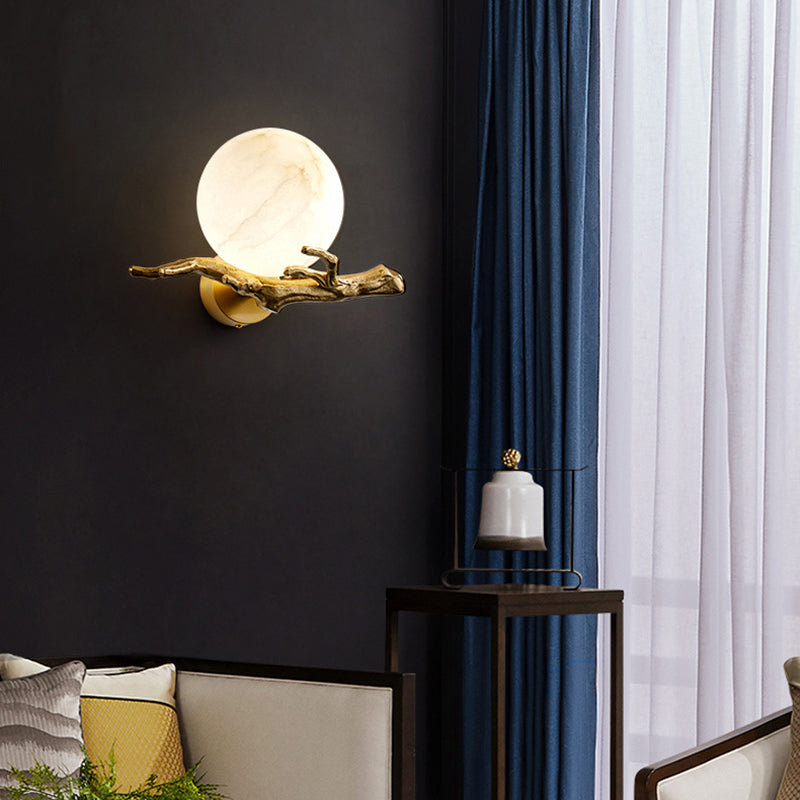 Applique Murale Design Moderne en Marbre et Cuivre – Éclairage LED pour Salon et Chambre