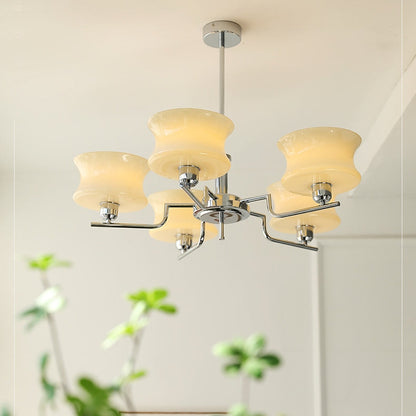 Suspension Vintage en Or Naturel - Lustre Élégant en Métal et Verre