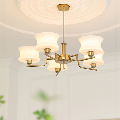 Suspension Vintage en Or Naturel - Lustre Élégant en Métal et Verre