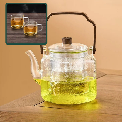 Grande Théière en Verre Vintage (+2 Tasses Offertes)