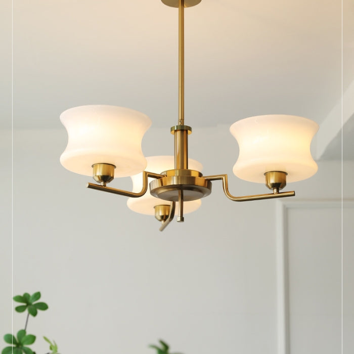 Suspension Vintage en Or Naturel - Lustre Élégant en Métal et Verre