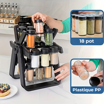 Étagère à Épices Rotative 360° ( 18 Pots )