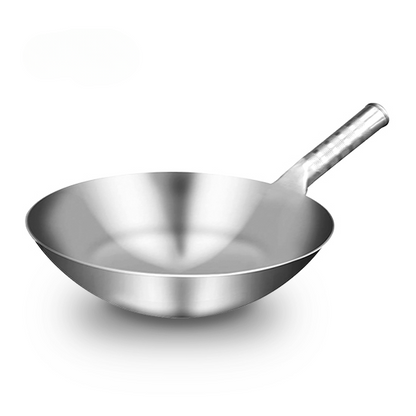 Poêle wok en acier inoxydable faite à la main