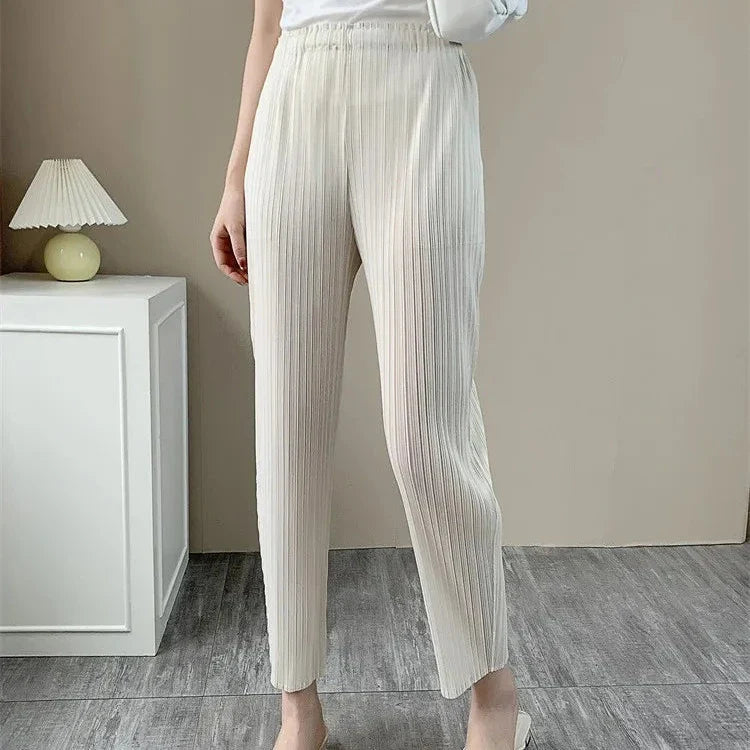 Pantalon plissé femme blanc