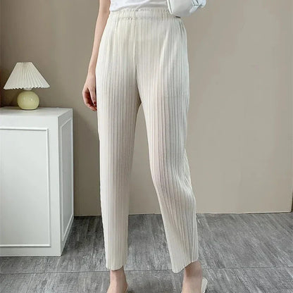 Pantalon plissé femme blanc