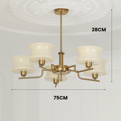 Suspension Vintage en Or Naturel - Lustre Élégant en Métal et Verre