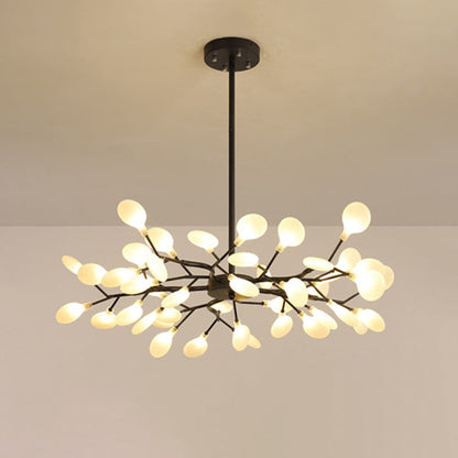Chandelier LED Design Libellule – Luminaire Acrylique Moderne avec Effet Feuilles de Lucioles