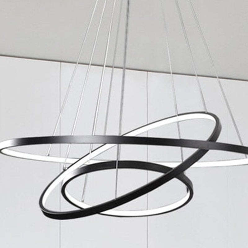 Lampe Suspension Moderne Yumanira avec 3 Anneaux – Éclairage Design LED, Réglable avec Télécommande