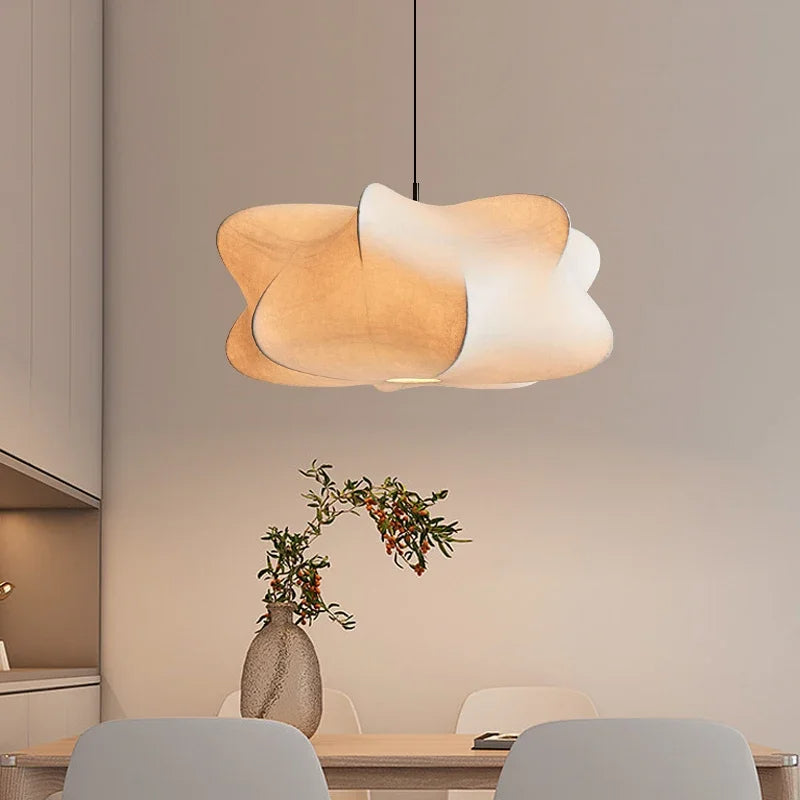 Suspension Wabi Sabi Silk Japan – Lampe en Soie et Fer, Éclairage Élégant