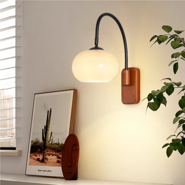 Applique Murale Bauhaus Persimmon - Design en Verre Kaki avec Fonction Pivotante