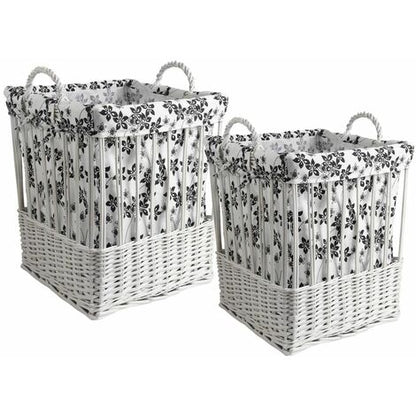 Panier à Linge en Osier  Rectangulaire Vichy ( lot de 2 )