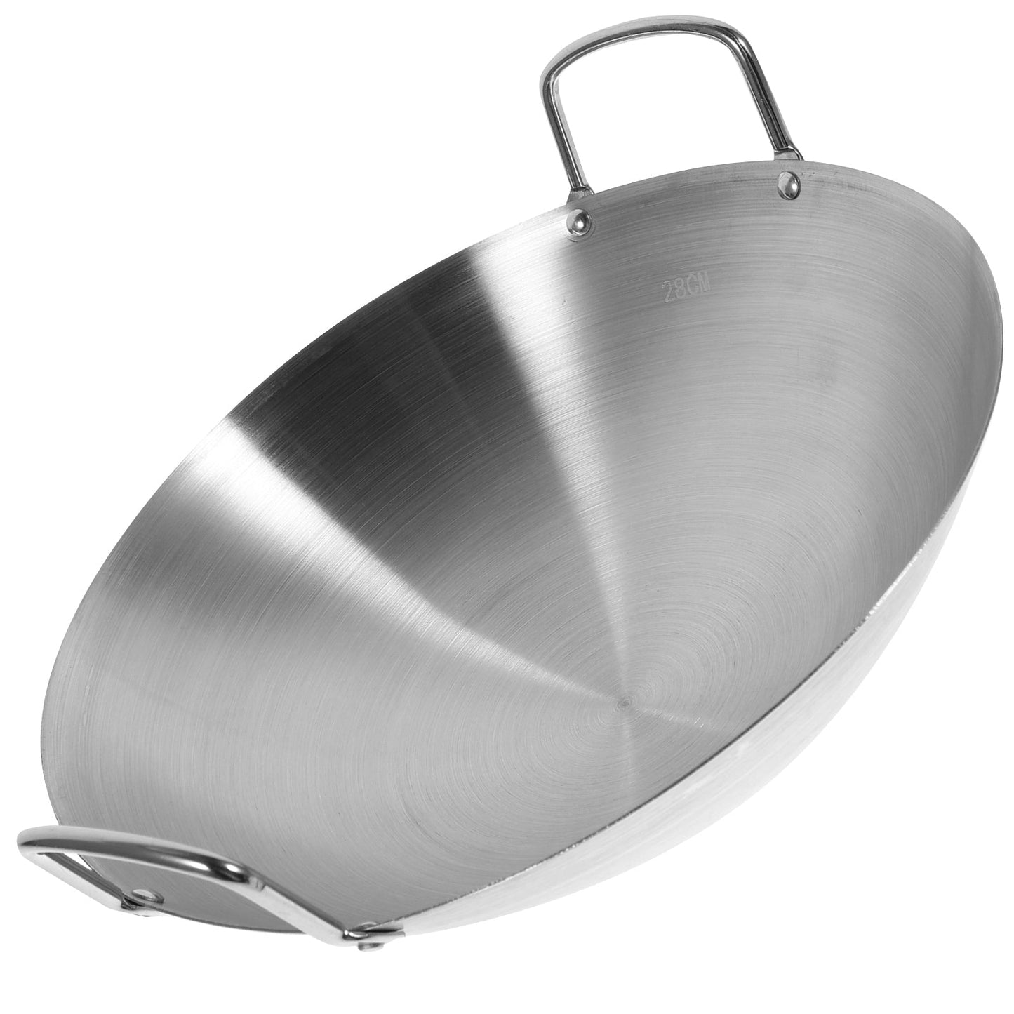 Poêle wok à frire en acier inoxydable avec poignées
