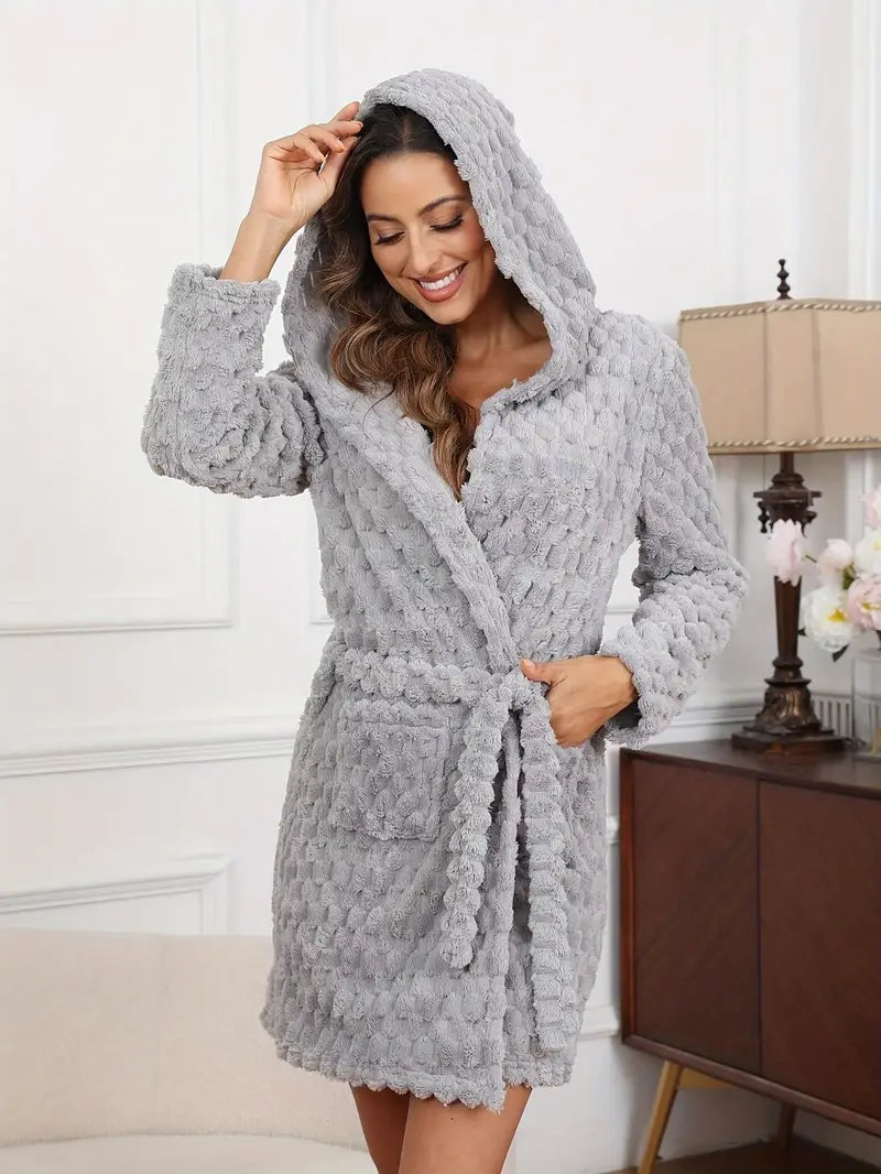 Peignoir Femme doux à capuche Polaire