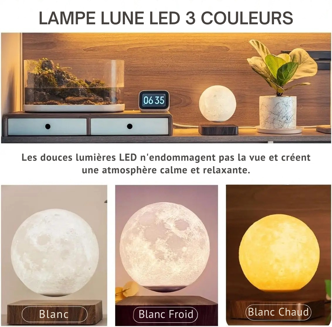 Lampe de Chevet Lune Flottante Magnétique