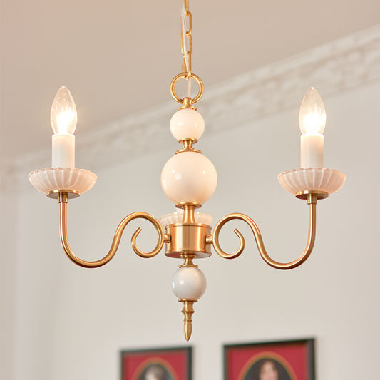 Chandelier Vintage en Verre et Laiton - Élégance Classique pour Votre Intérieur
