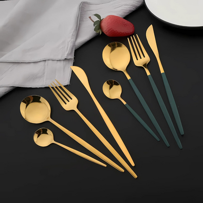 Luxe à Table  –  Coffret de Couverts Élégance Métallique ( 24 pcs )