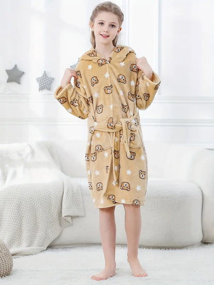 Peignoir de Bain Enfant avec Motif D'étoile D'ours Adorable