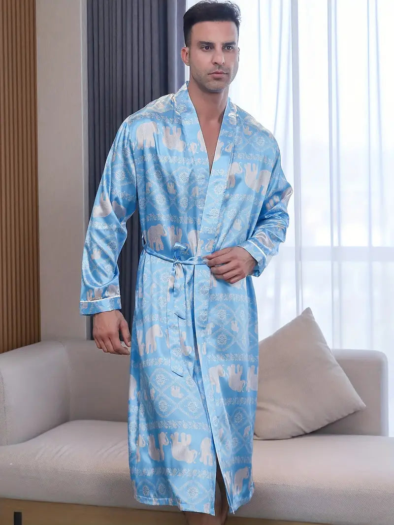Peignoir de Bain en Satin Bleu