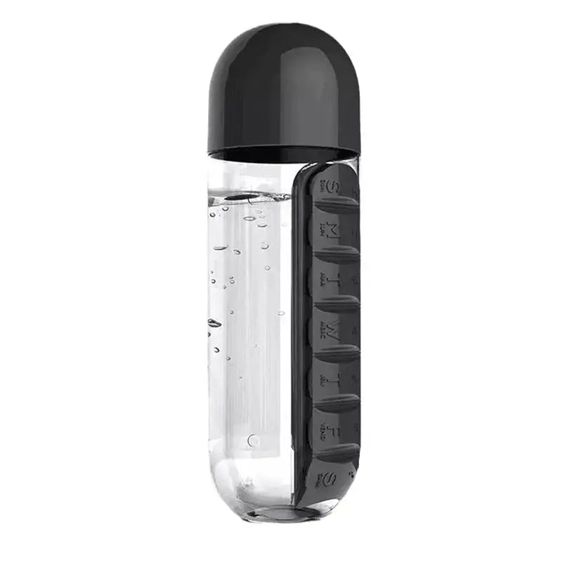Pilulier/bouteille 2-en-1 portable - 600 ml