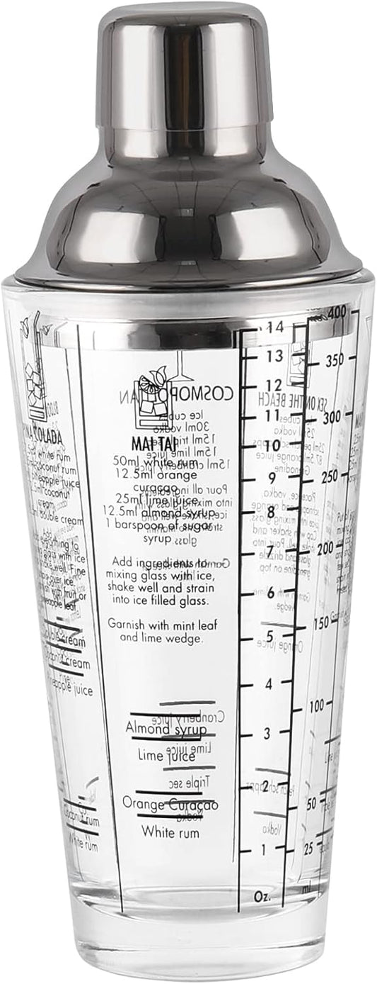 Shaker à cocktail de 400 ml en verre