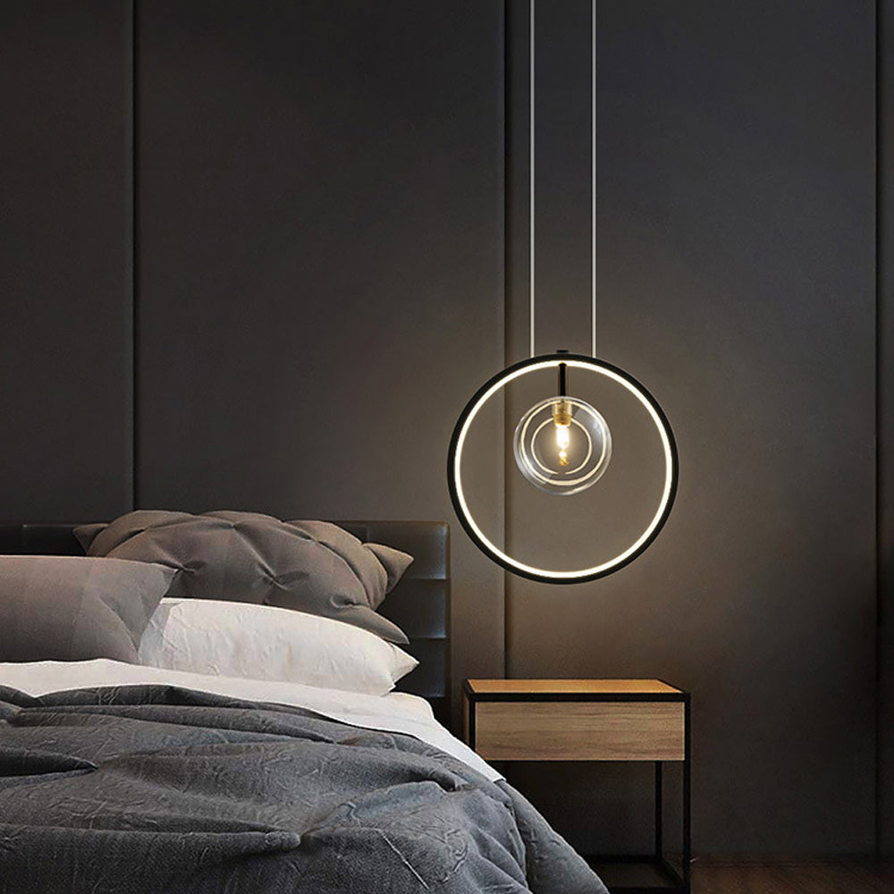 Suspension Industrielle en Verre – Lampe Cage Vintage Métal Élévée
