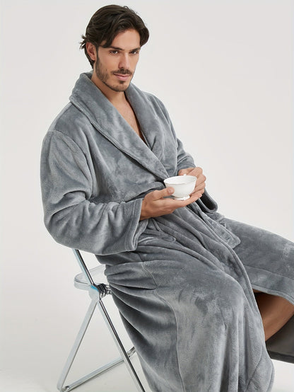 Peignoir homme polaire longue coupe avec col châle
