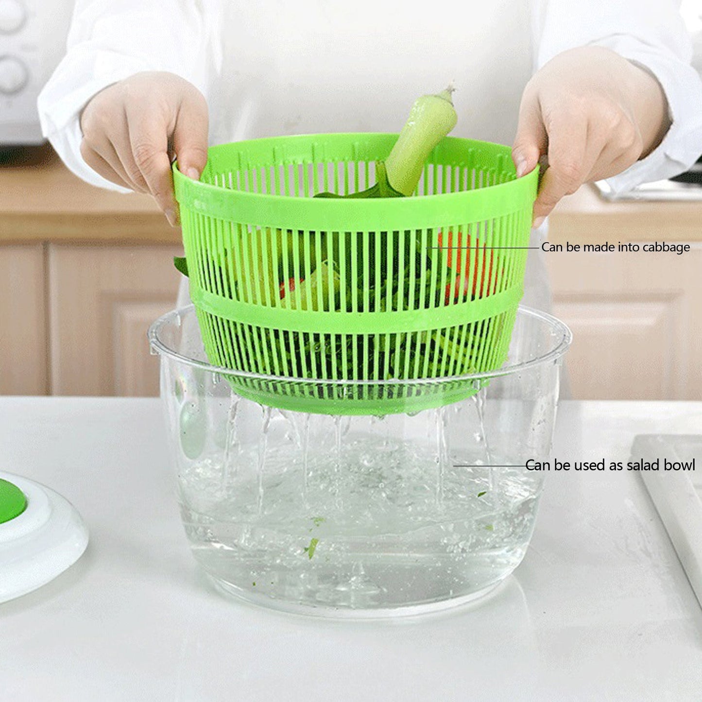 Essoreuse à salade manuelle en plastique avec couvercle de verrouillage
