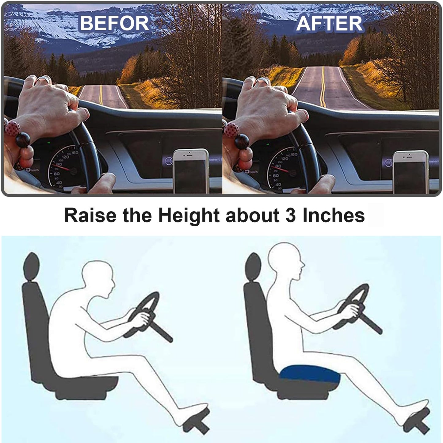 Rehausseur de Siège Auto Confortable pour Adultes – Conduite Ergonomique et Sécurisée
