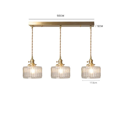 Lampe à suspension vintage en cristal – Élégance intemporelle avec abat-jour en verre