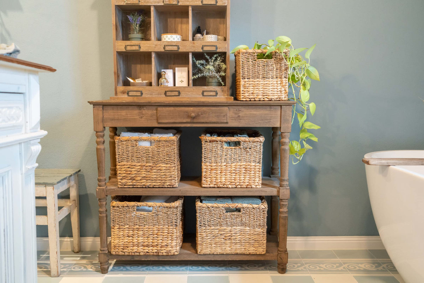Panier à Linge en Bambou Rangement Cube
