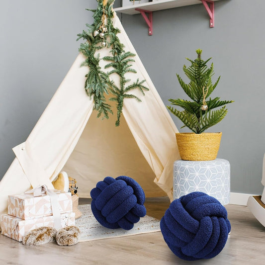 Coussin boule bleu