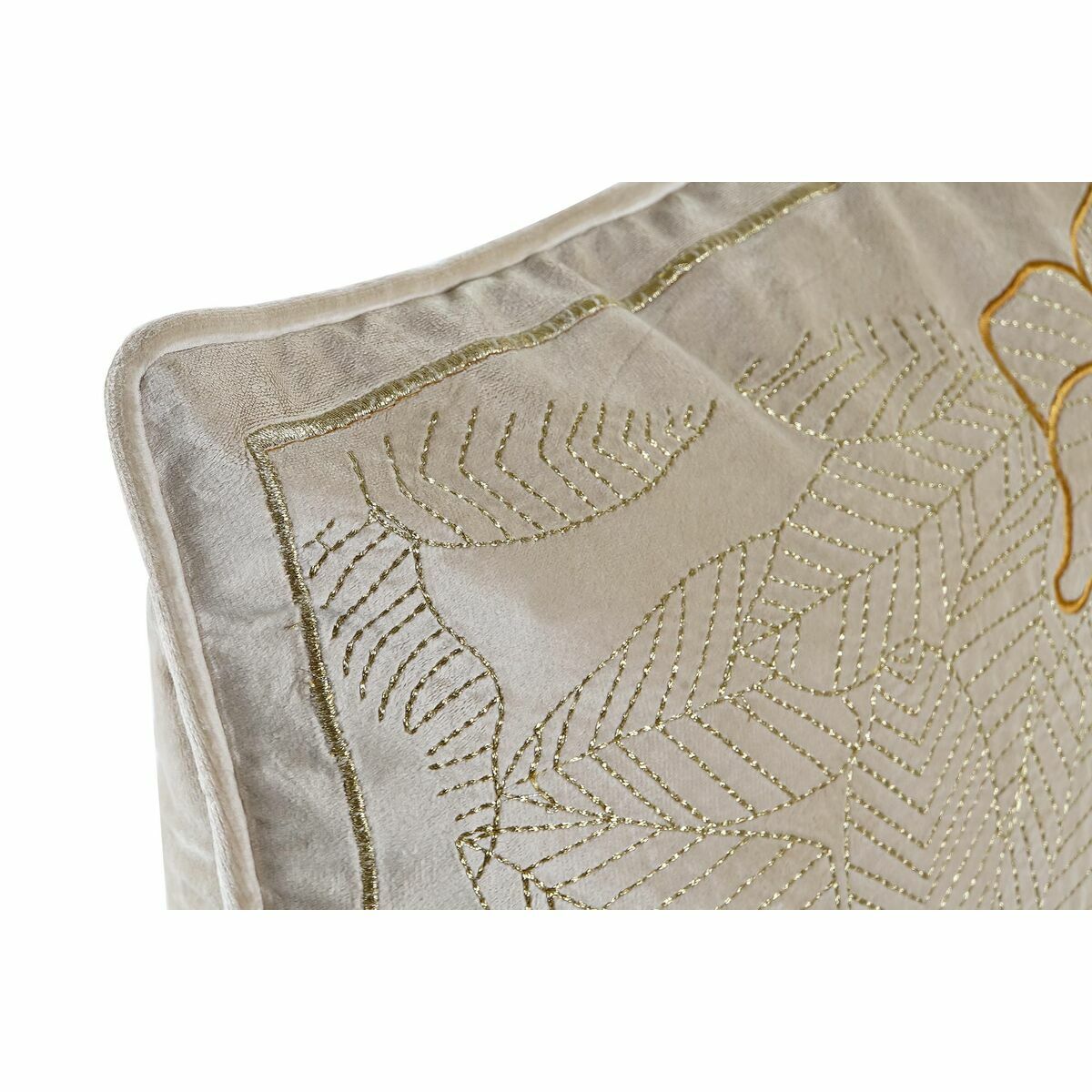 Coussin DKD Home Decor Doré 45 x 10 x 45 cm Fleurs