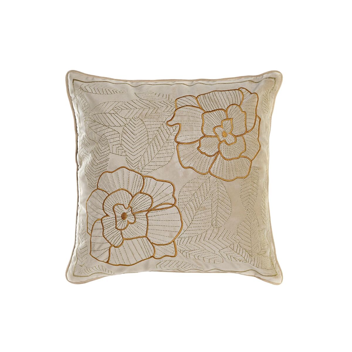 Coussin DKD Home Decor Doré 45 x 10 x 45 cm Fleurs