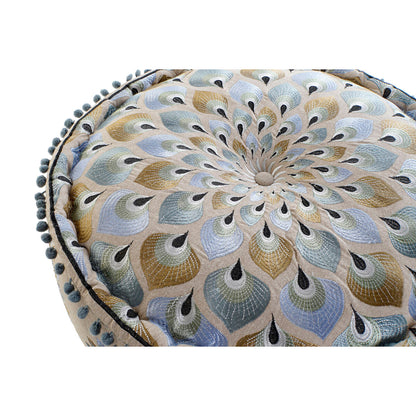 Pouf DKD Home Decor Bleu Beige 60 x 60 x 27 cm