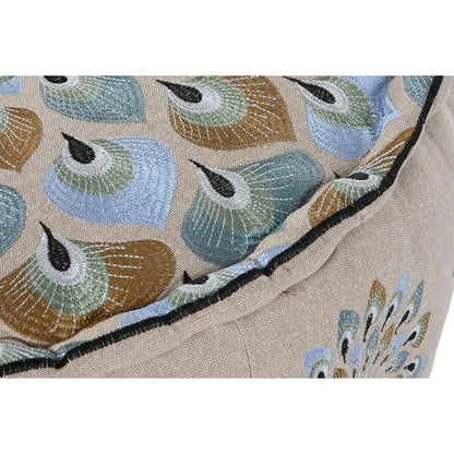 Pouf DKD Home Decor Bleu Beige 60 x 60 x 27 cm
