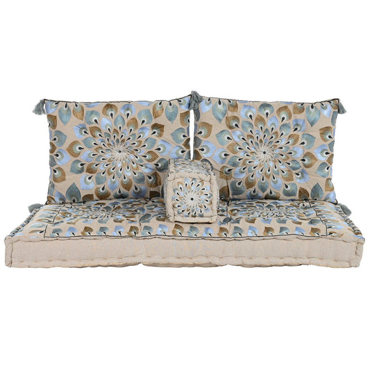 Chaise de jardin DKD Home Decor Bleu Beige 155 x 76 x 65 cm 150 x 76 x 20 cm