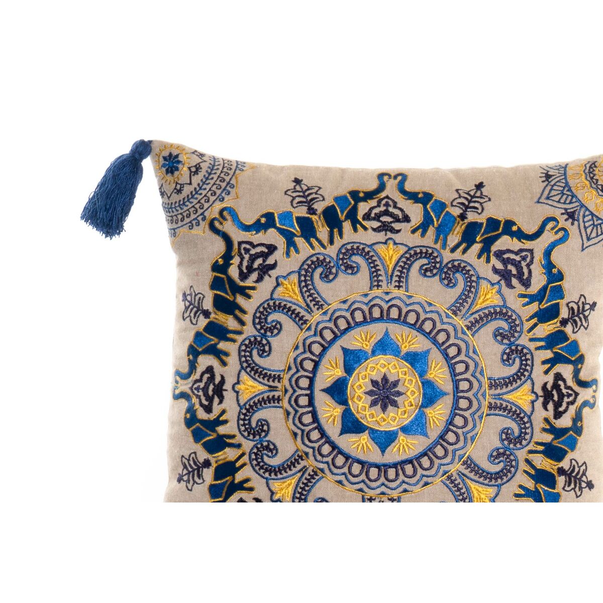 Coussin Orange Bleu ciel Blue marine Mandala 40 x 10 x 40 cm (3 Pièces)