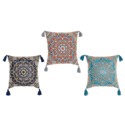 Coussin Orange Bleu ciel Blue marine Mandala 40 x 10 x 40 cm (3 Pièces)