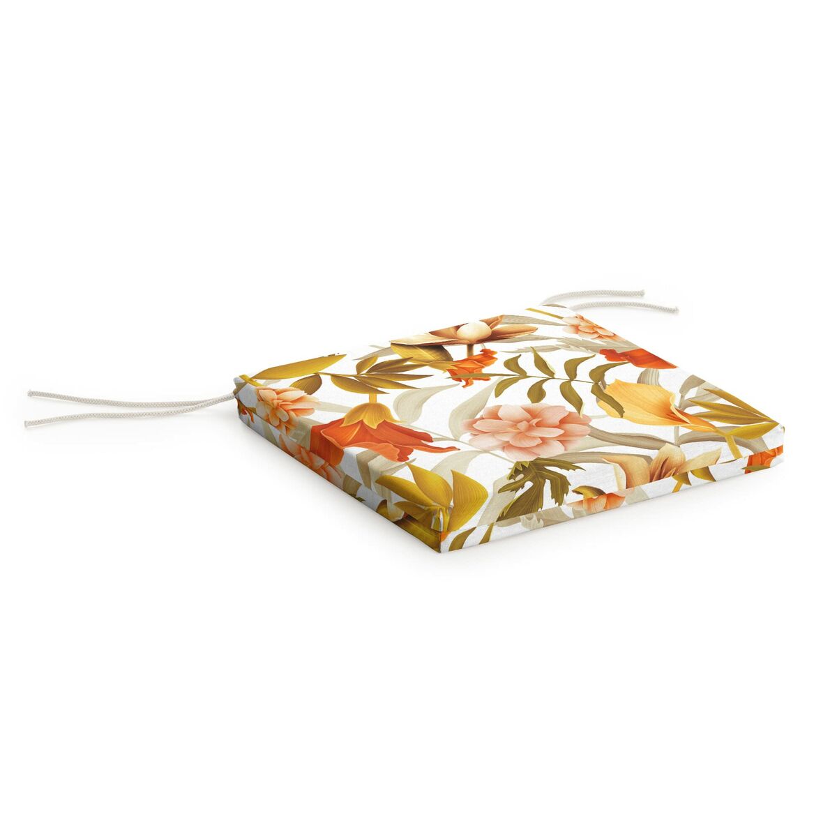 Coussin de chaise carré à fleurs tropicales