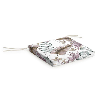 Coussin de chaise carré de jardin avec motif de feuilles tropicales
