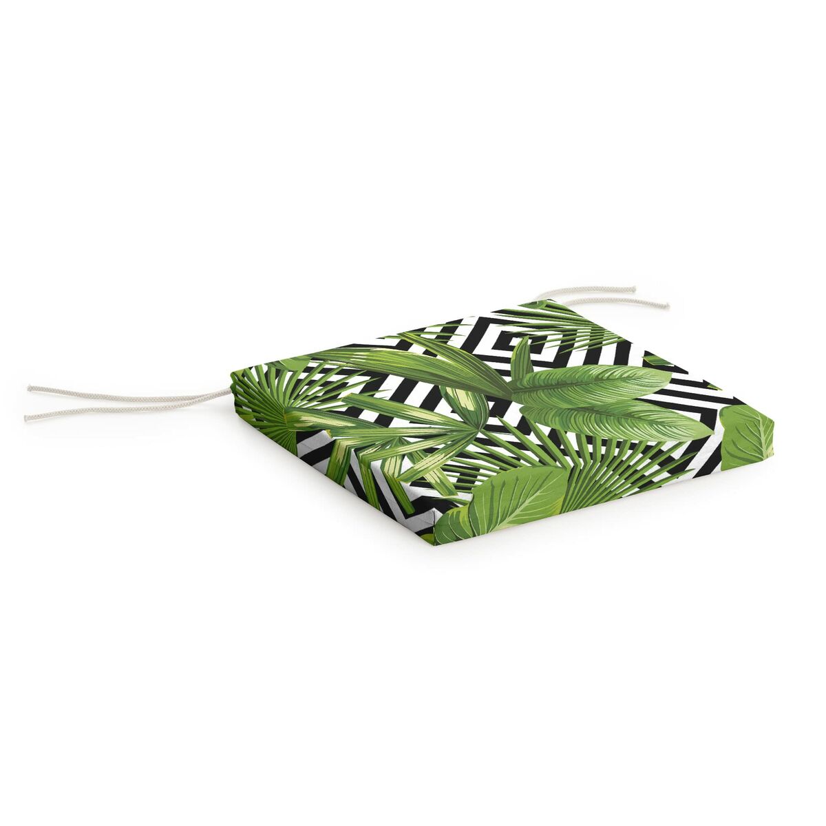 Coussin de chaise carré de jardin avec motif tropical et géométrique