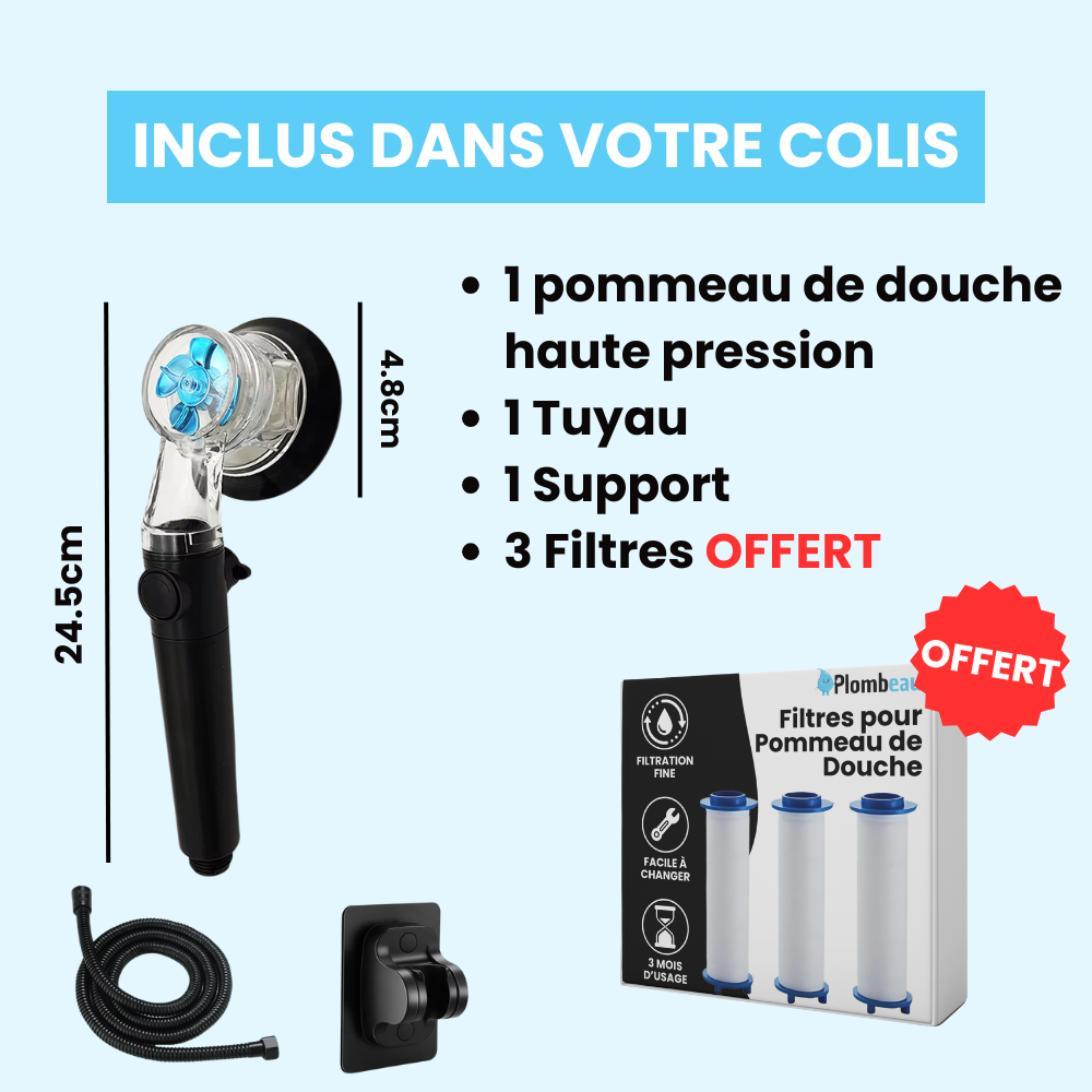 Pommeau de Douche Anticalcaire Haute Pression