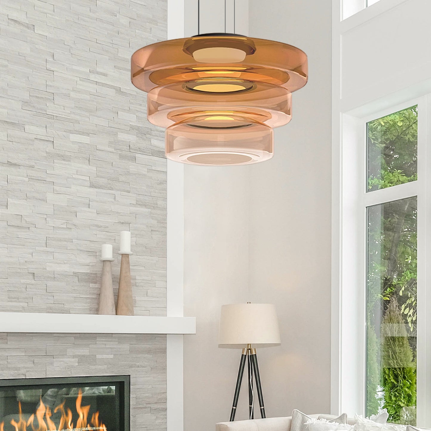 Suspension Lune en Verre - Éclairage Élégant et Modulaire pour Votre Intérieur