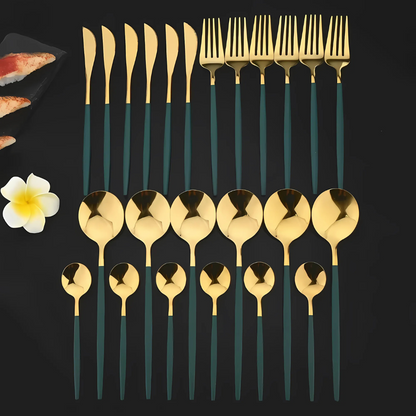 Luxe à Table  –  Coffret de Couverts Élégance Métallique ( 24 pcs )