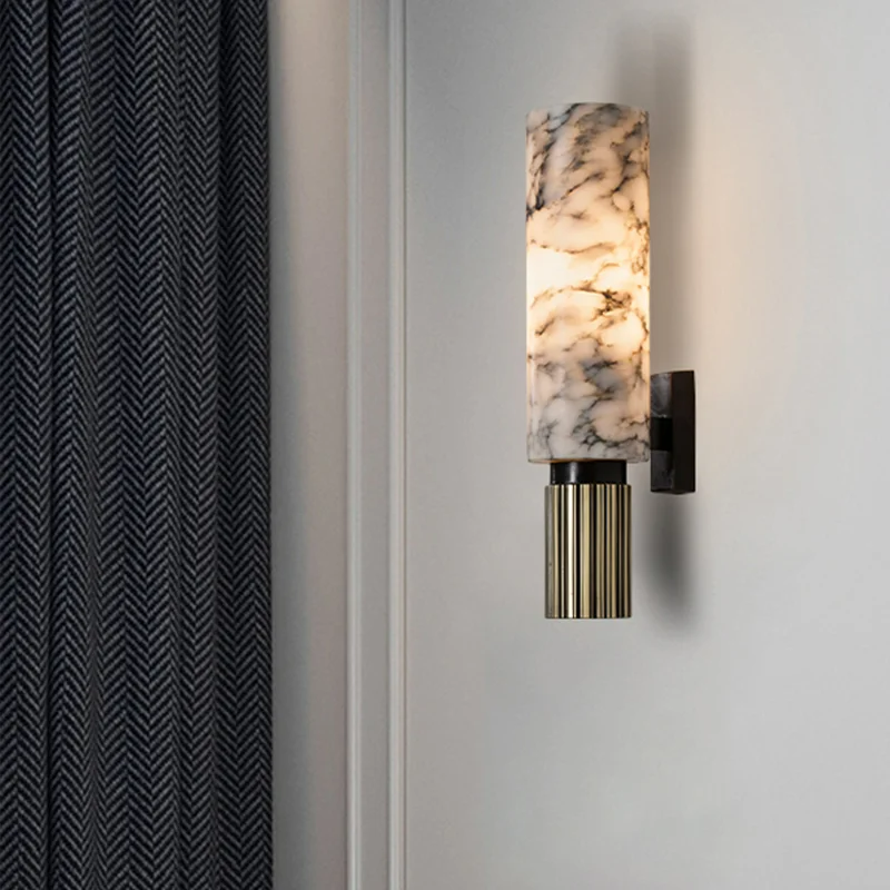Applique Murale en Marmoré et Cuivre - Élégance Lumineuse LED pour Votre Intérieur