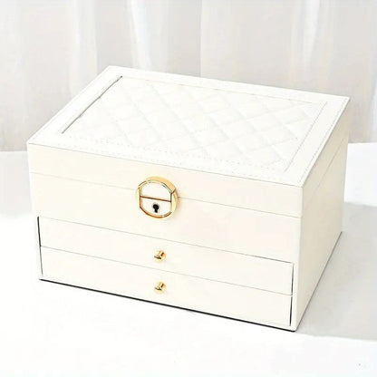 Grande Boîte à Bijoux en Cuir Multicouche - Organisation Élégante et Pratique