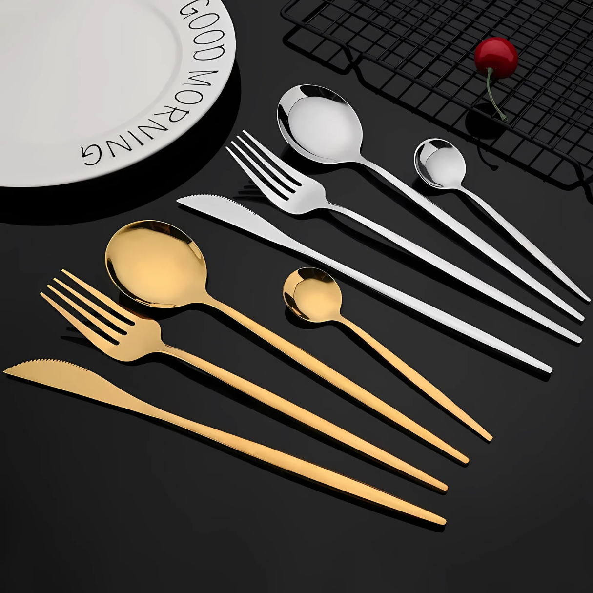 Luxe à Table  –  Coffret de Couverts Élégance Métallique ( 24 pcs )