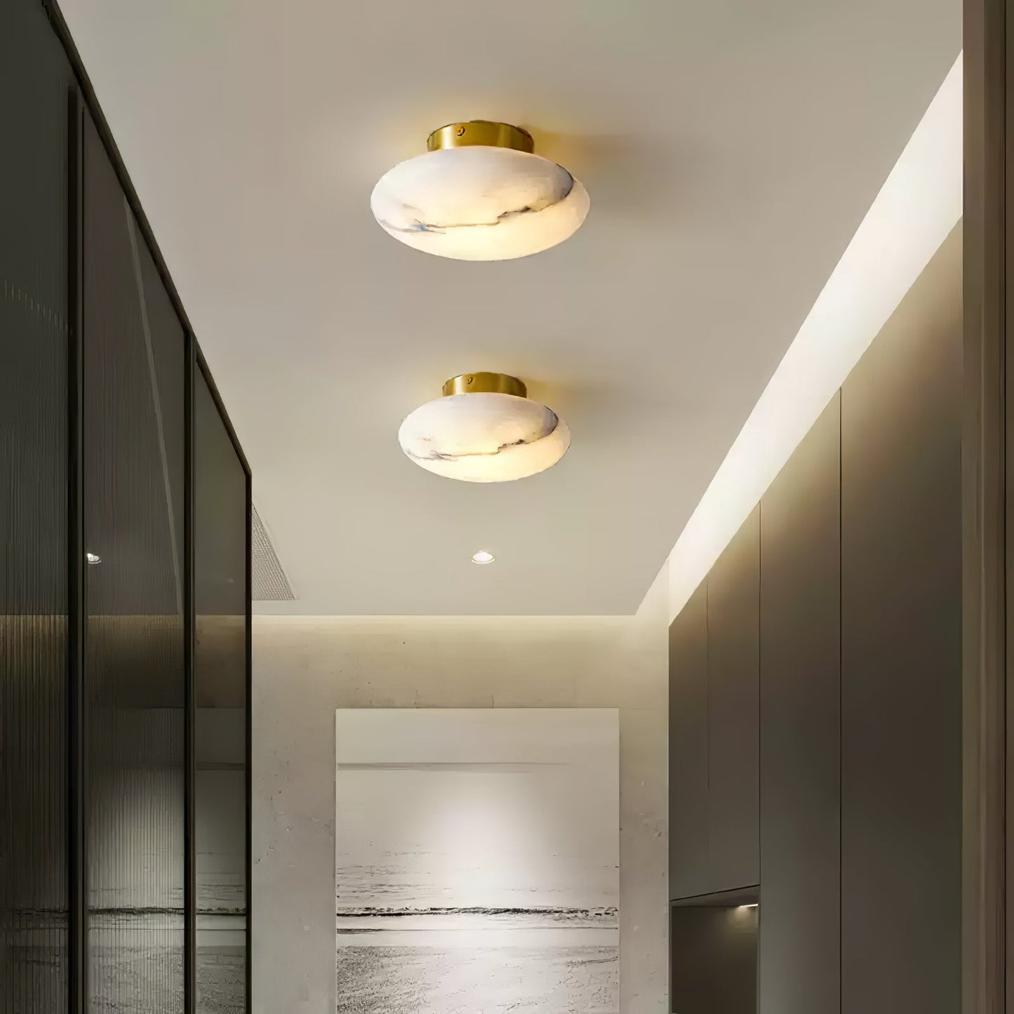 Lampe Plafonnier Oval en Albâtre – Éclairage LED Élégant en Métal et Albâtre