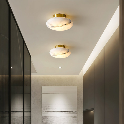 Lampe Plafonnier Oval en Albâtre – Éclairage LED Élégant en Métal et Albâtre